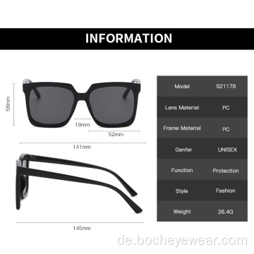 Europäische und amerikanische Mode quadratische Sonnenbrille mit großem Rahmen Damenmodetrend die gleichen Sonnenbrillen Herren-Straßensonnenbrille s2